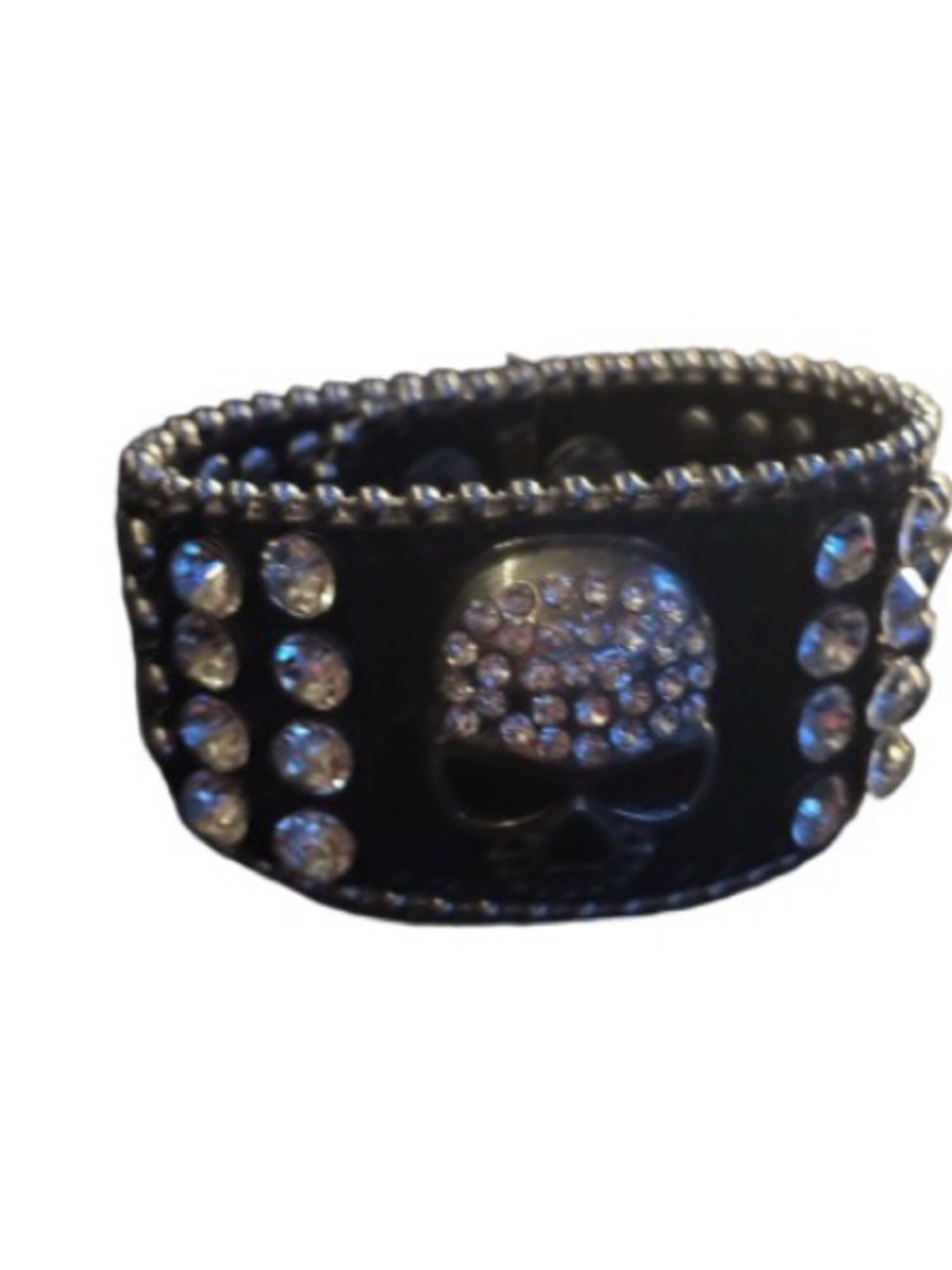 Black Rhinestone Skull Cuff Bracelet